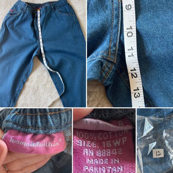 Woman Within Classic Fit Jeans 16WP Blue Denim Pull-On New with Defects - Picture 9 of 10